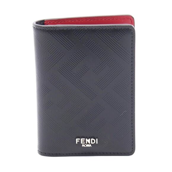 Fendi Shadow Leather Card Case Black/Red